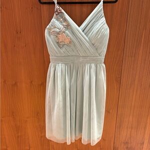 Little Mistress Green Asymmetrical Ruched Sundress